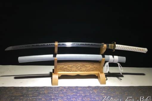 1060 Carbon Steel Heat Tempered Silver Katana (standard fittings)