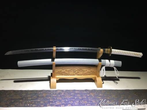 1060 Carbon Steel Heat Tempered Silver Katana (standard fittings)