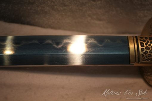 T10 Folded Steel Clay Tempered Katana with Brass Fittings - Image 10