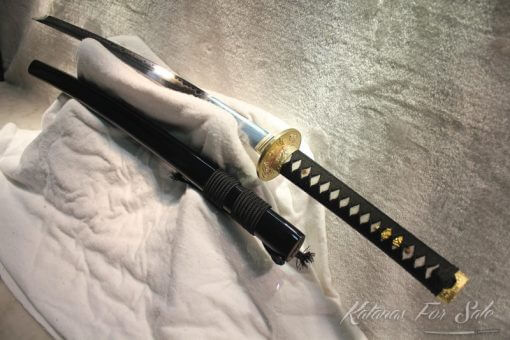T10 Folded Steel Clay Tempered Katana with Brass Fittings - Image 11