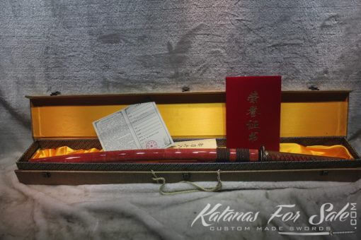 T10 Steel Katana Hadori Polish Red Ray Skin HQ Copper Fittings - Image 14