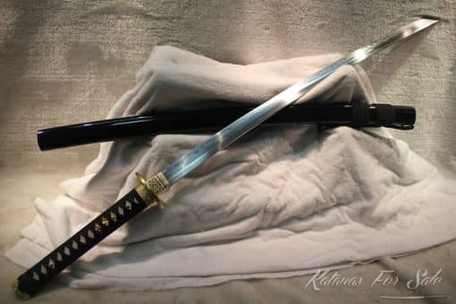 T10 Folded Steel Clay Tempered Katana with Brass Fittings