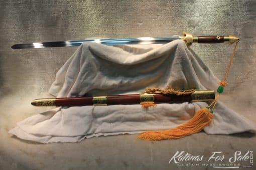 Chinese Broadsword Spring Steel Double Edge, Sharpened Full Brass Fittings - Image 5