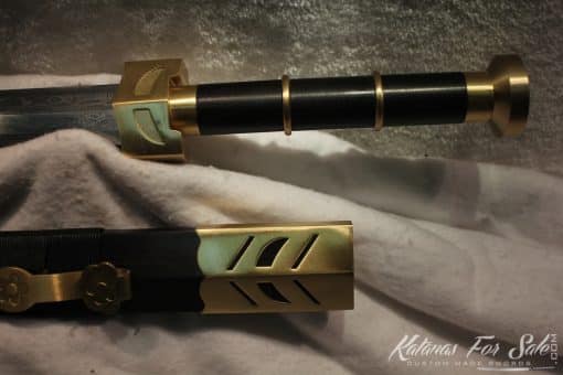1095 Folded Steel Han Chinese Double edge Sword Brass Fittings - Image 5
