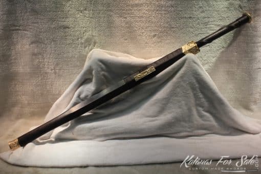 T10 Red Steel Chinese Han Sword Double Edge, Hand Crafted Copper Fittings - Image 7