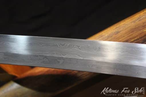 1095 Folded Steel Shirasaya Wakizashi With High Quality Rosewood - Image 4