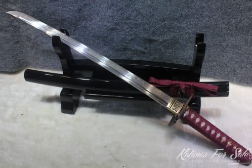 T10 Clay Tempered Wakizashi with Brass Set Fittings - Image 7