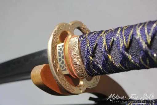 T10 Folded Clay Tempered Katana with Full Set Brass Fittings - Image 8