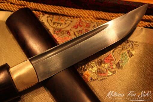 Ebony wood Pocket Tanto 1095 Folded Steel - Image 4