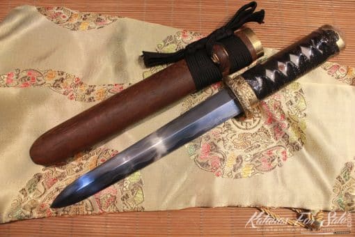 T10 Clay Tempered straight Tanto Brass fittings Rosewood Saya