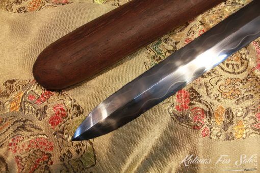 T10 Clay Tempered straight Tanto Brass fittings Rosewood Saya - Image 7