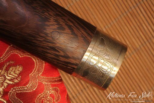 1095 Folded Steel straight Tanto Rosewood Saya with Brass fittings - Image 8