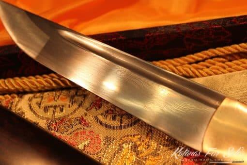 Ebony wood Pocket Tanto 1095 Folded Steel - Image 9