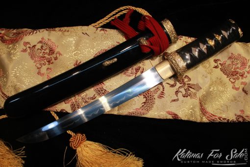 1095 Clay Tempered Steel Tanto Brass Fittings With Ebony wood Saya - Image 7