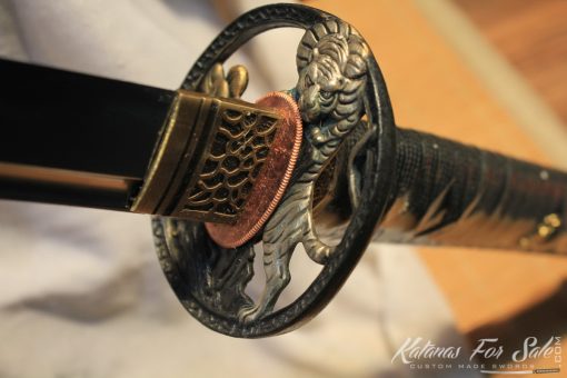T10 Clay Tempered Carbon Steel Katana Ray Skin Crest Saya HQ Copper Fittings - Image 2