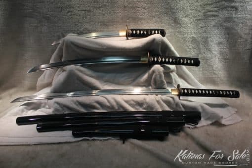 1095 Folded Carbon Steel Katana Wakizashi Tanto sword set
