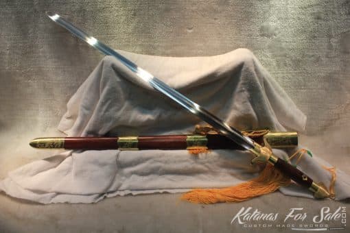 Chinese Broadsword Spring Steel Double Edge, Sharpened Full Brass Fittings