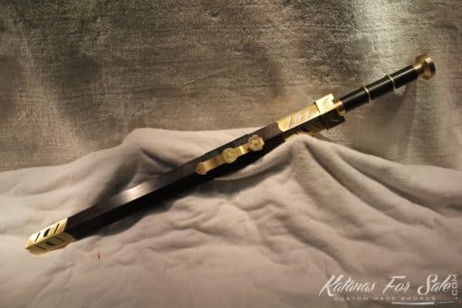 1095 Folded Steel Han Chinese Double edge Sword Brass Fittings - Image 4