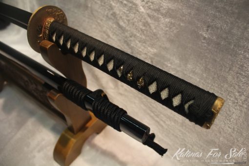 T10 Folded Clay Tempered Carbon Steel Katana Brass Fittings - Image 3