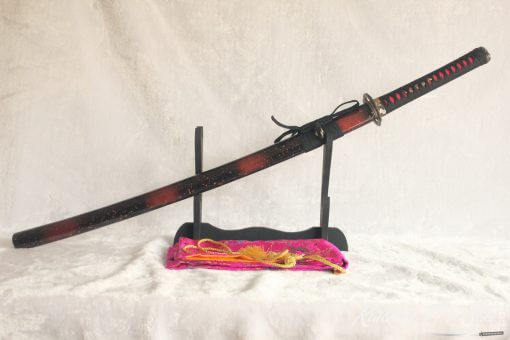 1095 Red Folded Carbon Steel Katana High Quality Copper Fittings - Image 10