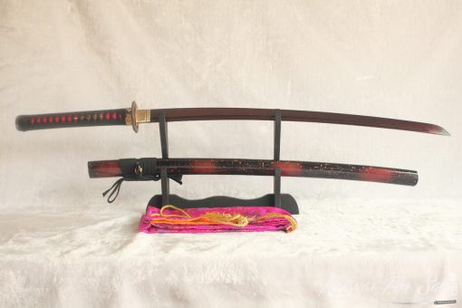 1095 Red Folded Carbon Steel Katana High Quality Copper Fittings - Image 14