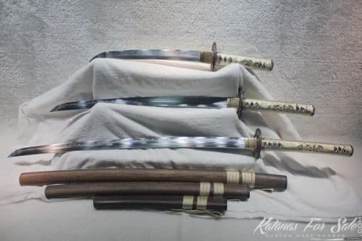 1095 Folded Steel Clay Tempered Sword set With High Quality Copper Fittings - Image 5