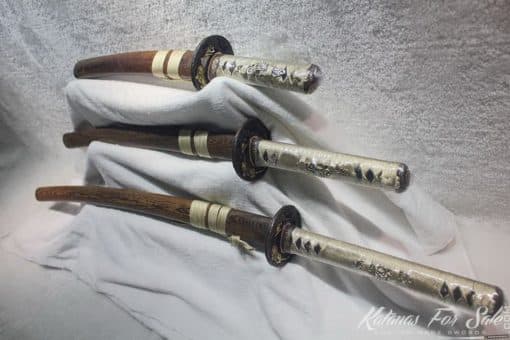 1095 Folded Steel Clay Tempered Sword set With High Quality Copper Fittings - Image 7