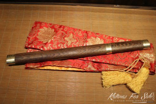 1095 Folded Steel straight Tanto Rosewood Saya with Brass fittings - Image 5
