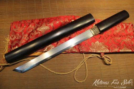 Ebony Wood Tanto 1060 Folded Carbon Steel