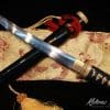 1095 Clay Tempered Steel Tanto Brass Fittings With Ebony wood Saya