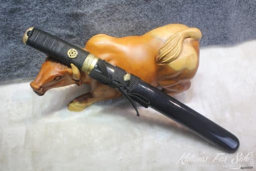 1095 Steel Folded Clay Tempered Tanto with Full Brass Fittings