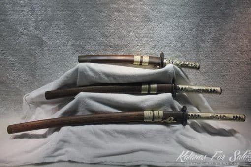 1095 Folded Steel Clay Tempered Sword set With High Quality Copper Fittings - Image 11