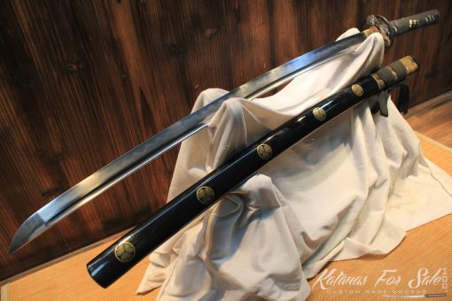T10 Clay Tempered Carbon Steel Katana Ray Skin Crest Saya HQ Copper Fittings - Image 5