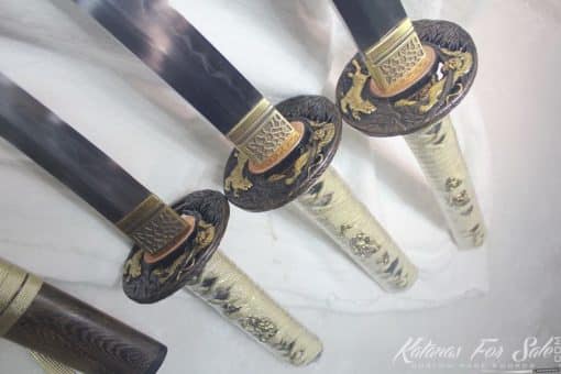 1095 Folded Steel Clay Tempered Sword set With High Quality Copper Fittings - Image 13