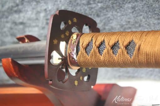 1095 Folded Clay Tempered Katana With Brass set Fittings - Image 9