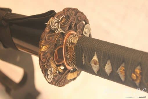 T10 Folded Clay Tempered Carbon Steel Katana HQ Copper Fittings Buffalo Horn Saya