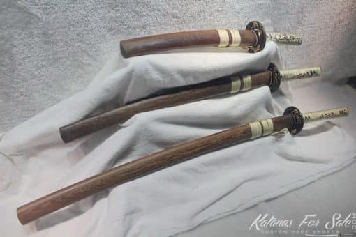 1095 Folded Steel Clay Tempered Sword set With High Quality Copper Fittings