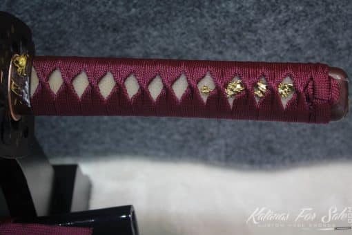 T10 Clay Tempered Wakizashi with Brass Set Fittings - Image 6