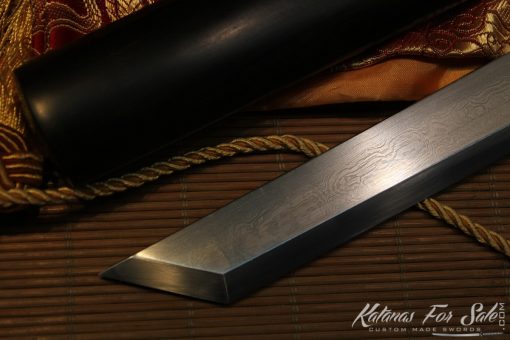 Ebony Wood Tanto 1060 Folded Carbon Steel - Image 5