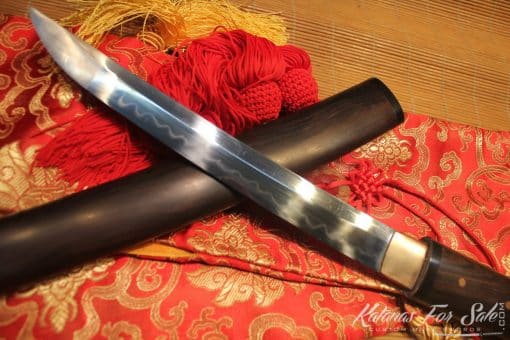 Ebony Wood Tanto T10 Clay Tempered with Buffalo Horn Ends