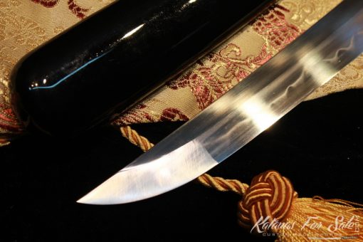 1095 Clay Tempered Steel Tanto Brass Fittings With Ebony wood Saya - Image 6