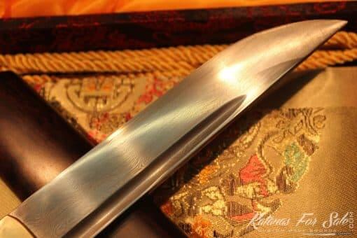 Ebony wood Pocket Tanto 1095 Folded Steel - Image 8
