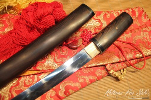 Ebony Wood Tanto T10 Clay Tempered with Buffalo Horn Ends - Image 6
