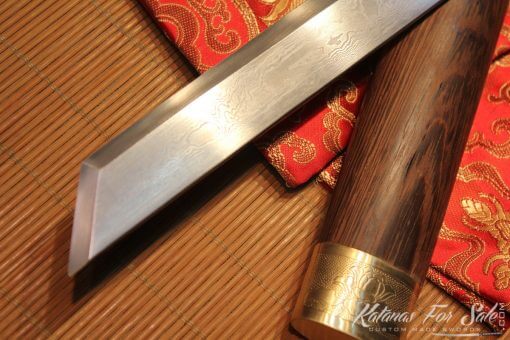 1095 Folded Steel straight Tanto Rosewood Saya with Brass fittings - Image 9