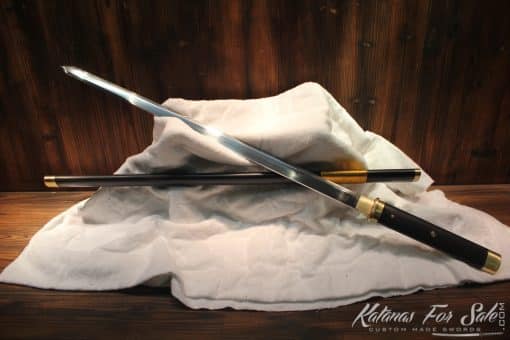 T10 Clay Tempered Chinese Zhi Jian Sword Double Edge, Sharpened Full Brass Fittings - Image 8