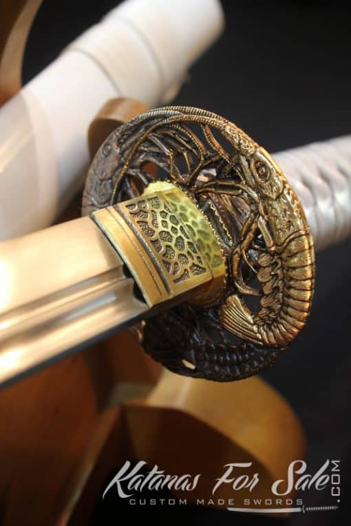 Hand forged Nagamaki 1060 Carbon Steel With Engraved Dragons - Image 3