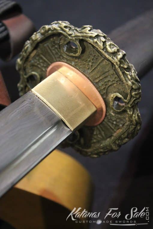 1095 Carbon Folded Steel Tachi Sword With Rosewood Saya - Image 9