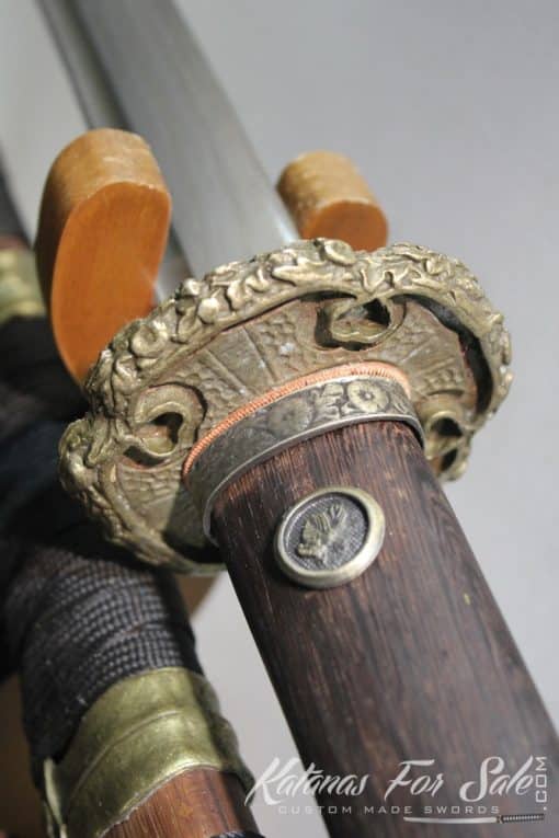 1095 Carbon Folded Steel Tachi Sword With Rosewood Saya - Image 8