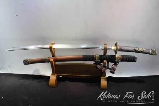 1095 Carbon Folded Steel Tachi Sword With Rosewood Saya