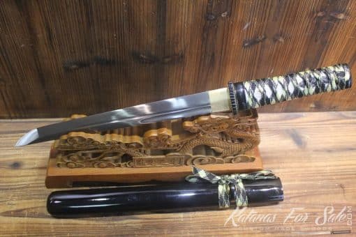 1060 Heat Tempered Carbon Steel Double Groove Tanto